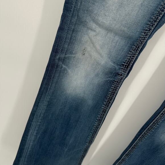 VTG y2k Women's Low Rise Rock Revival Medium Wash Blue Denim Betty Bootcut Jeans - Picture 5 of 9